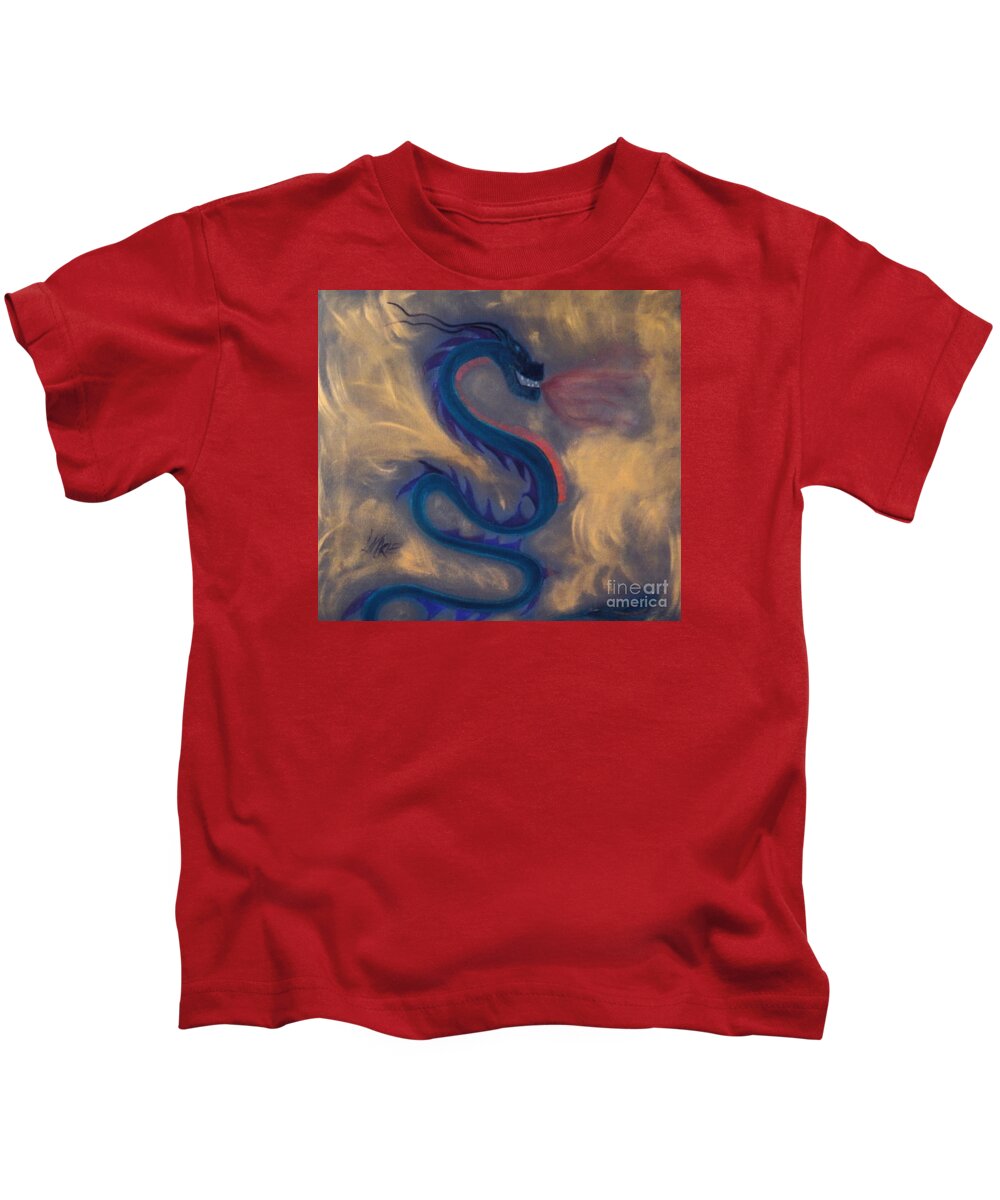 Dragon Kids T-Shirt featuring the painting Enter the Dragon by Artist Linda Marie