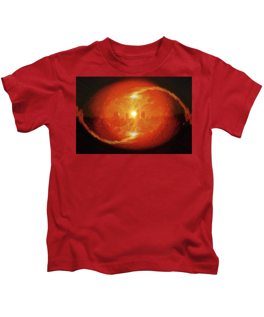 Fort Kids T-Shirt featuring the digital art Eye on Fort Worth by Jason Hughes