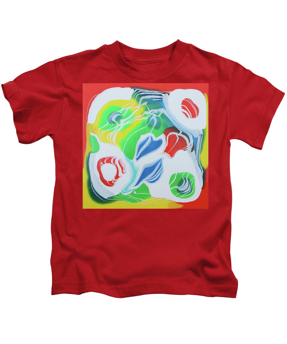 Abstract Kids T-Shirt featuring the painting Fall in Line 2 by Madeleine Arnett