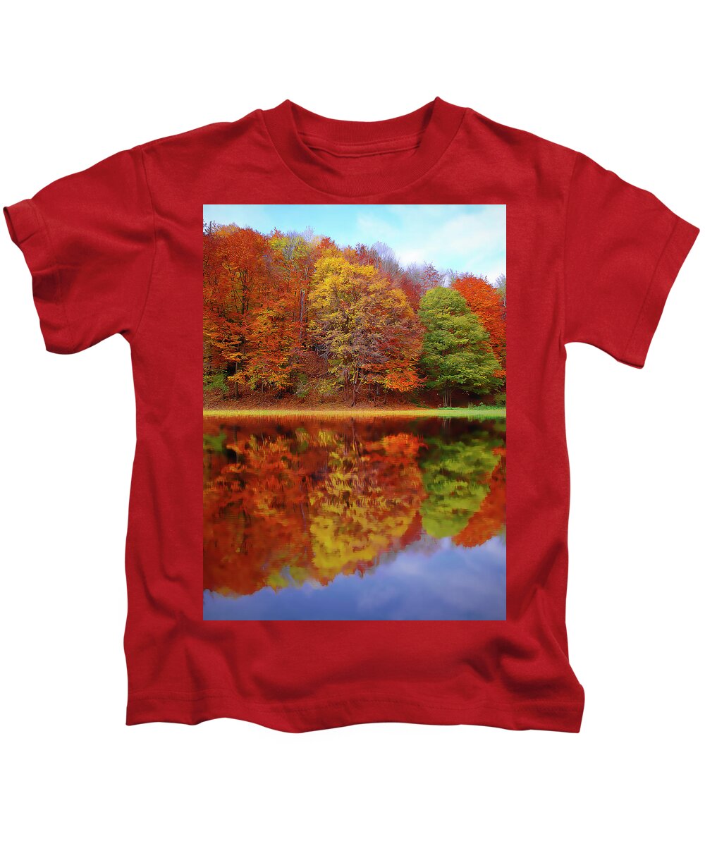 Fall Waters Kids T-Shirt featuring the painting Fall Waters by Harry Warrick