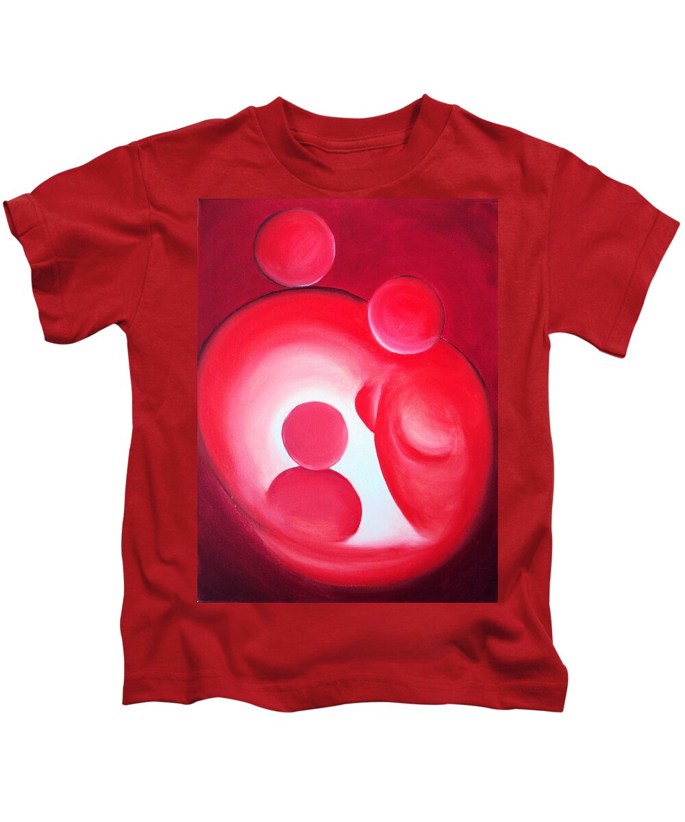 Red Kids T-Shirt featuring the painting Family Portrait by Jennifer Hannigan-Green