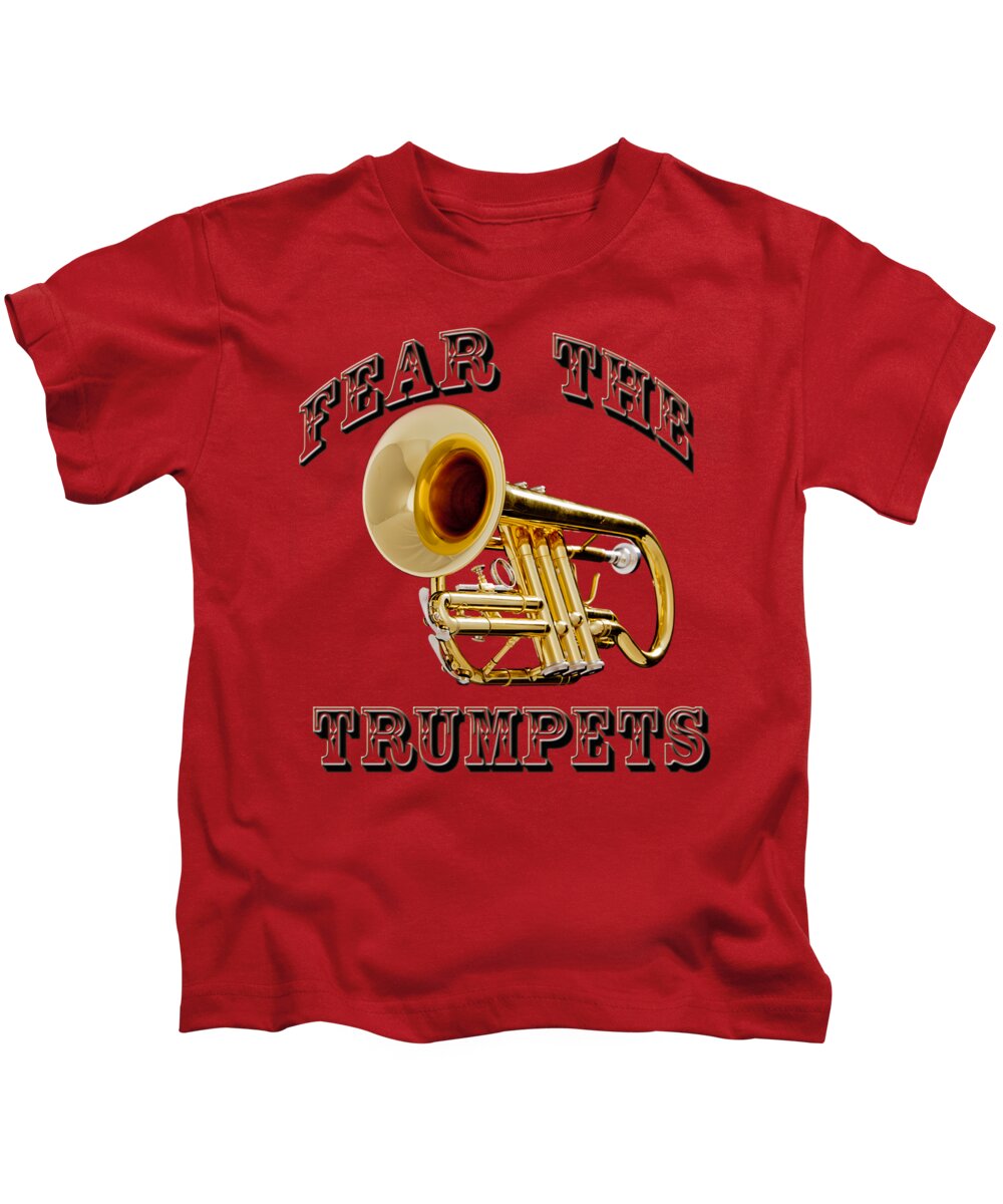 Trumpet Kids T-Shirt featuring the photograph Fear The Trumpets. by M K Miller