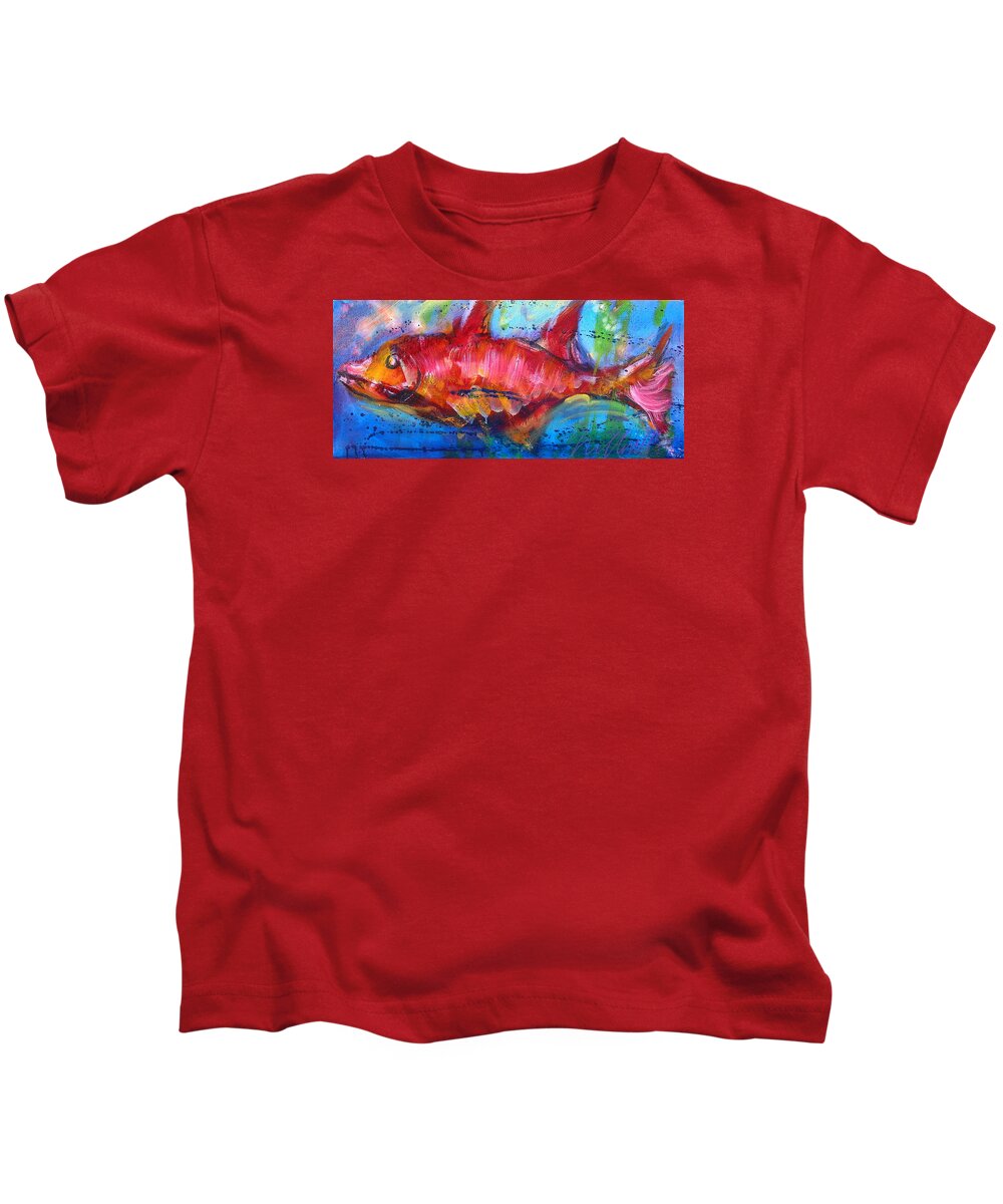 Fish Kids T-Shirt featuring the painting Fish 4 by Les Leffingwell