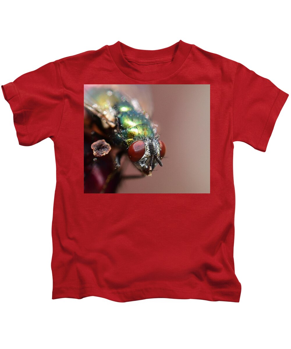 Linda Brody Kids T-Shirt featuring the photograph Fly Eyes by Linda Brody