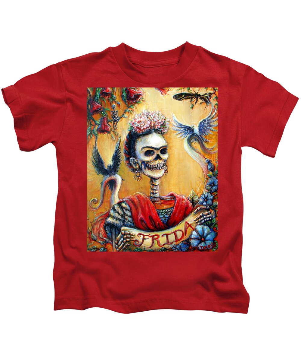 Frida Kids T-Shirt featuring the painting Frida by Heather Calderon
