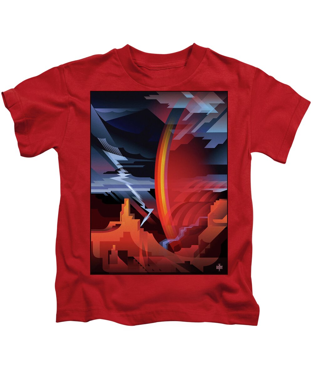 Grand Canyon Kids T-Shirt featuring the digital art GRAND CANYON Storm of Pima Point by Garth Glazier