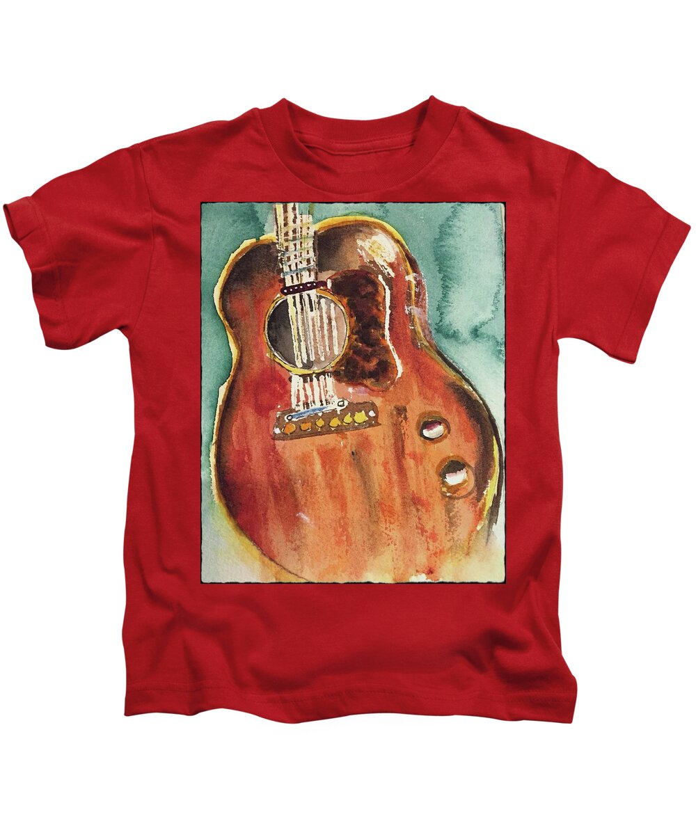 Guitar Kids T-Shirt featuring the painting Abstract Guitar #4 by Bonny Butler