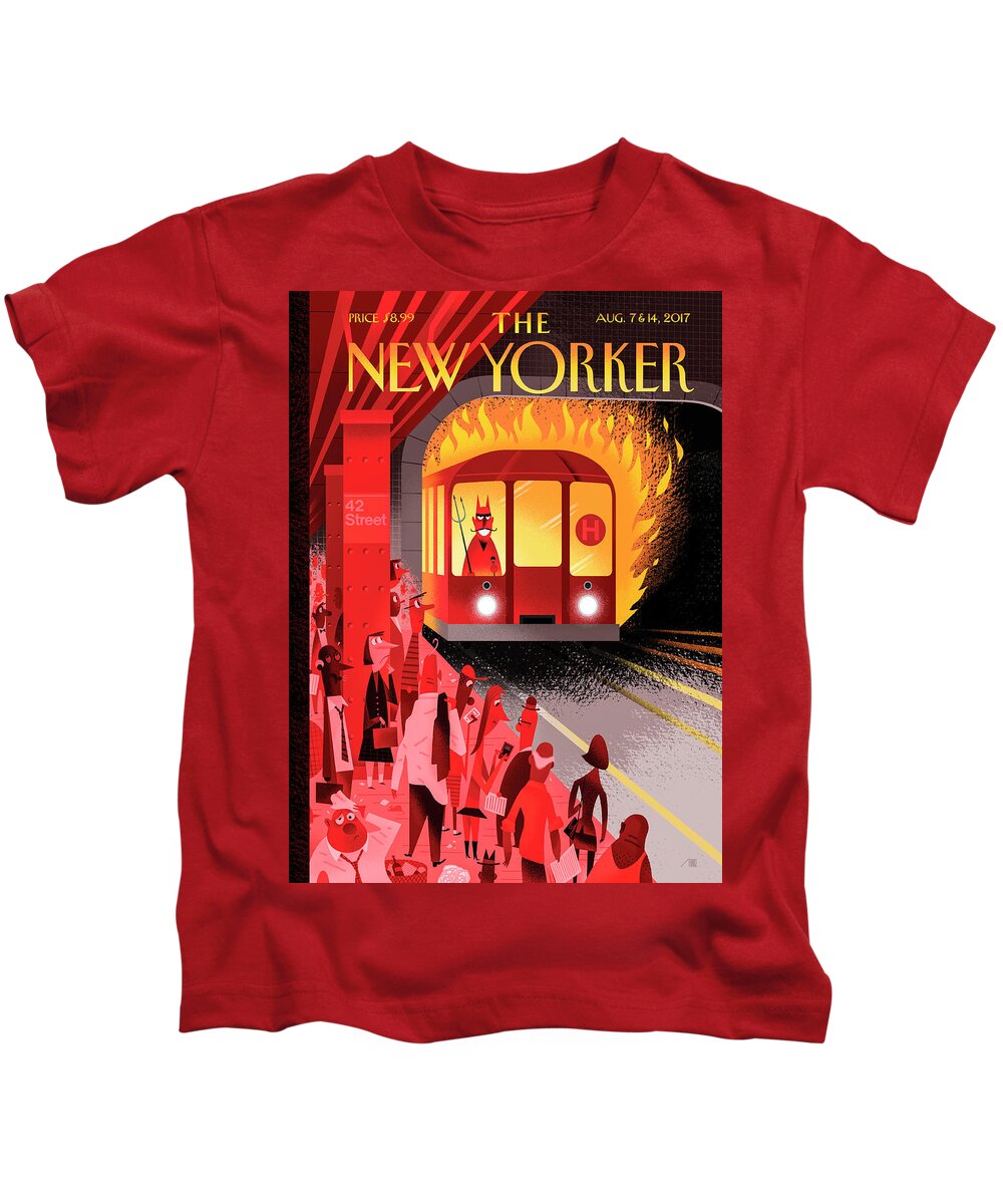 Hell Train Kids T-Shirt featuring the drawing Hell Train by Bob Staake