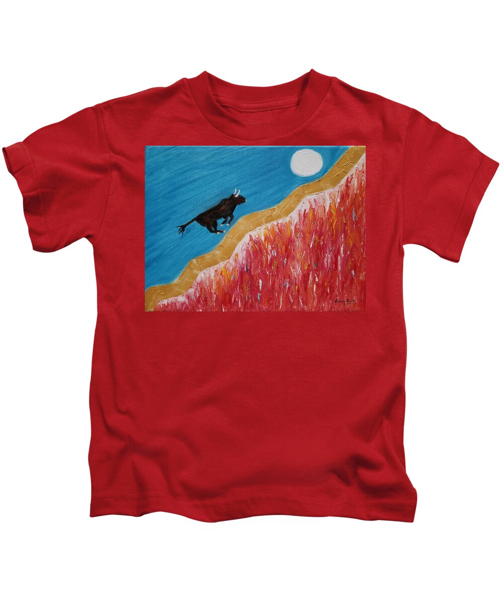 Abstract Kids T-Shirt featuring the painting Hot Market by Judith Rhue