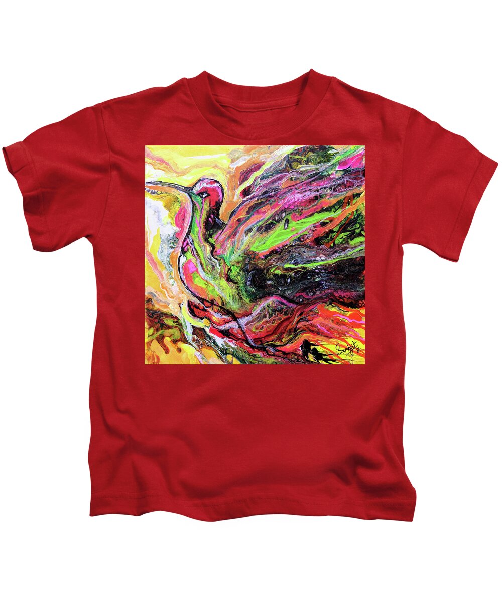 Humming Kids T-Shirt featuring the painting Humming To The Tune by Sarabjit Singh