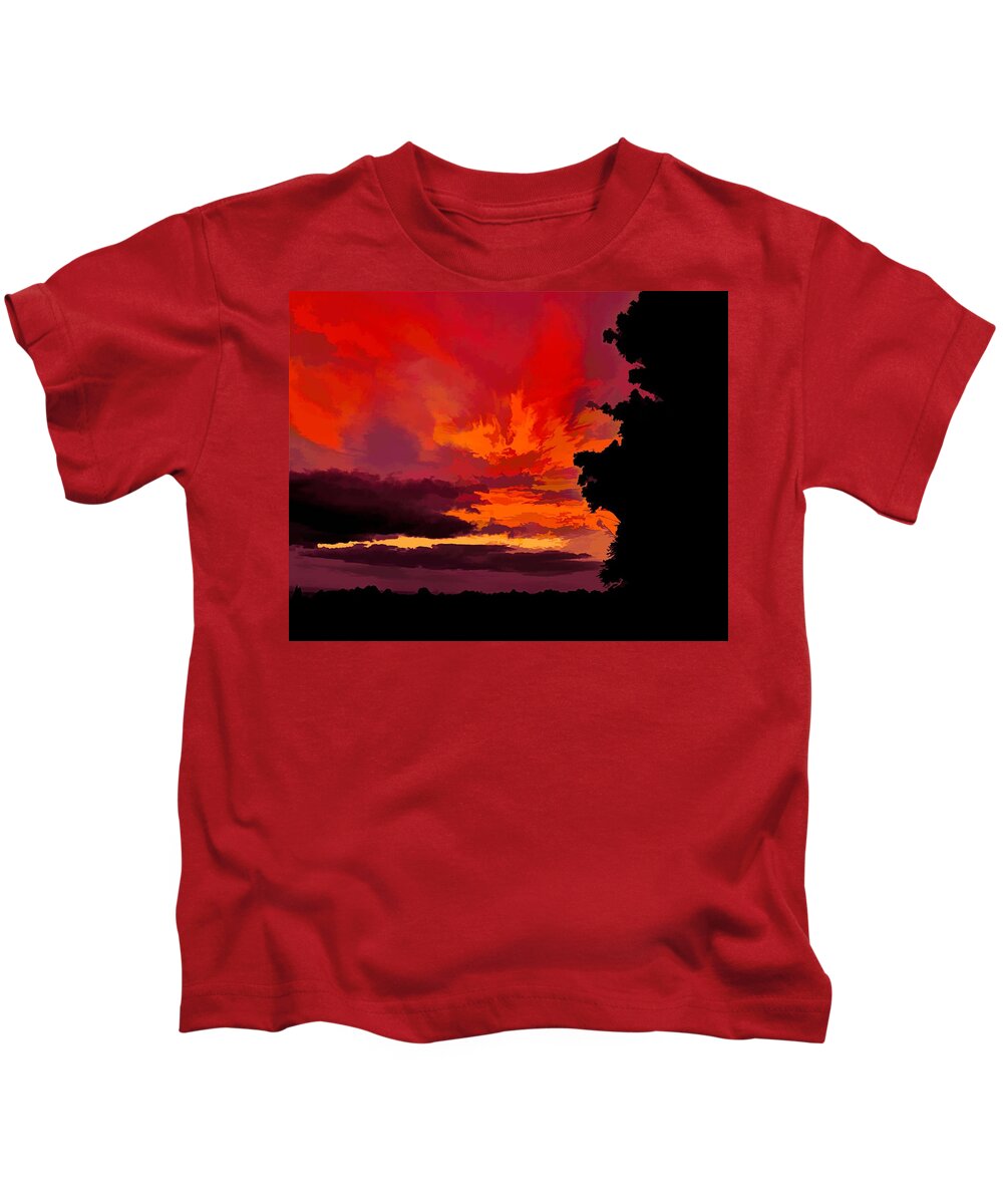 Volcanic Eruption Kids T-Shirt featuring the digital art Lava Fire Sunrise by Heidi Fickinger