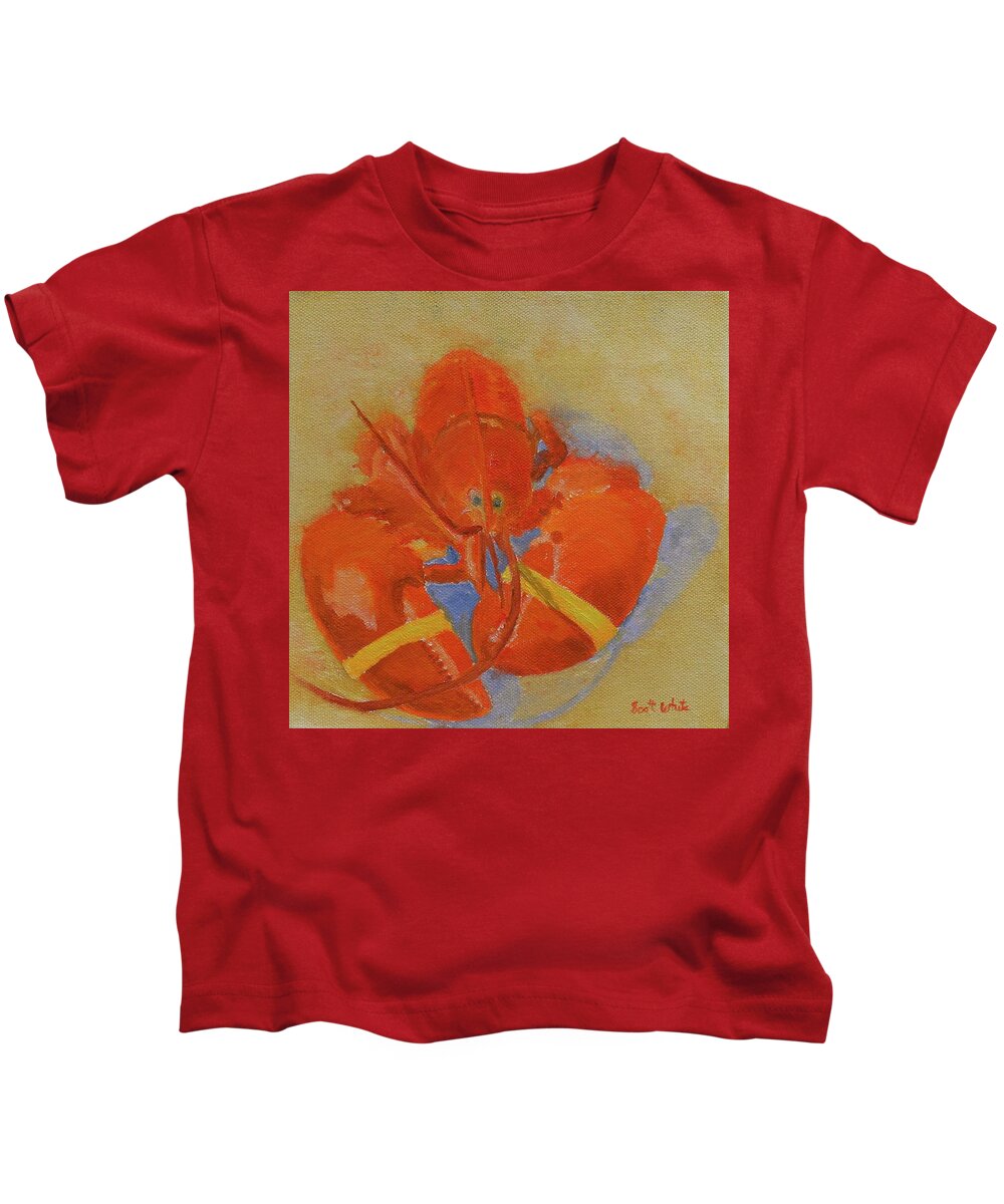 Lobster Still Life Kids T-Shirt featuring the painting Lobster In Red by Scott W White