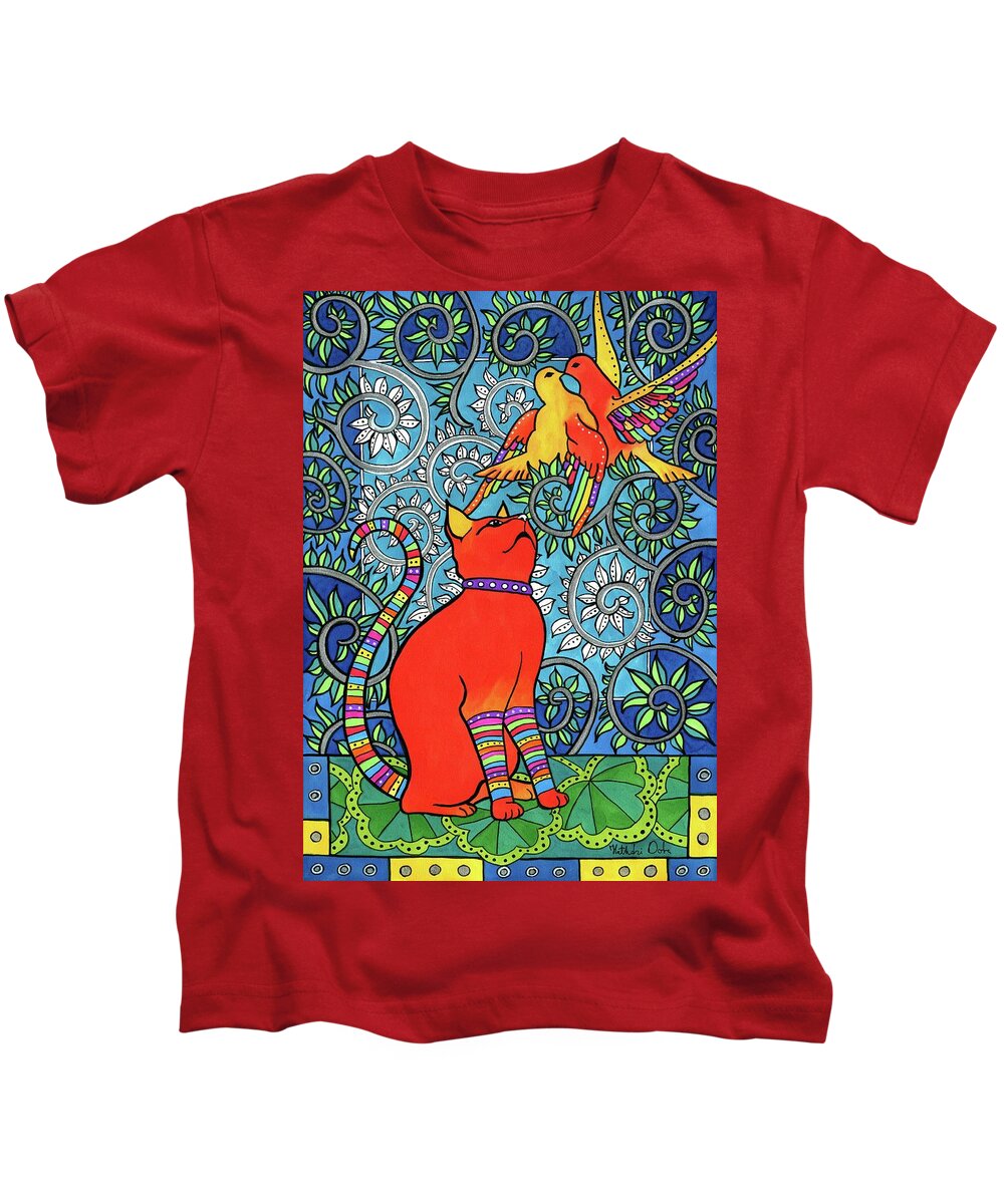Love Is In The Air Kids T-Shirt featuring the painting Love Is In The Air by Dora Hathazi Mendes