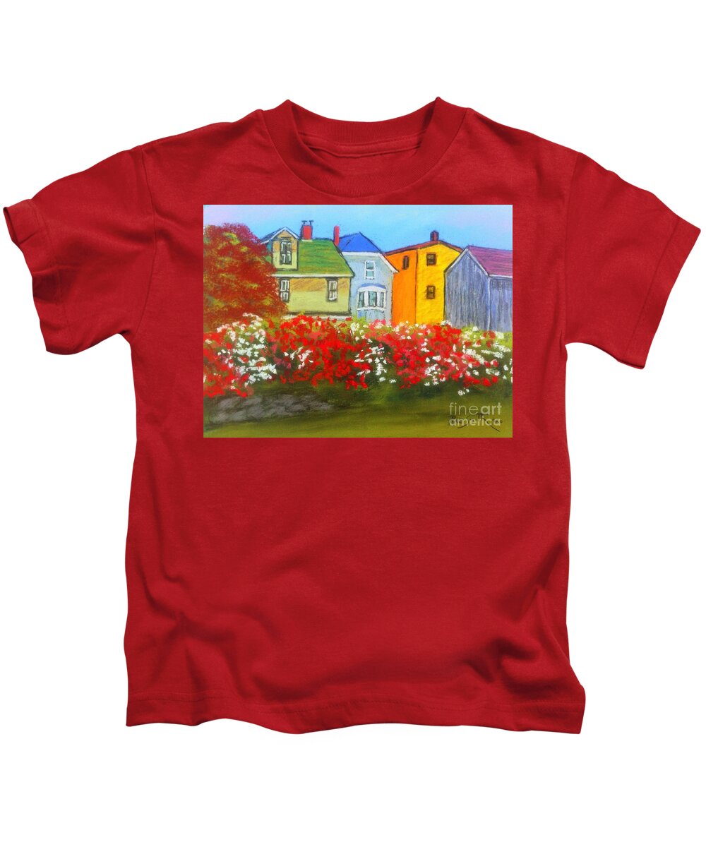 Pastels Kids T-Shirt featuring the pastel Lunenburg Roses by Rae Smith PAC
