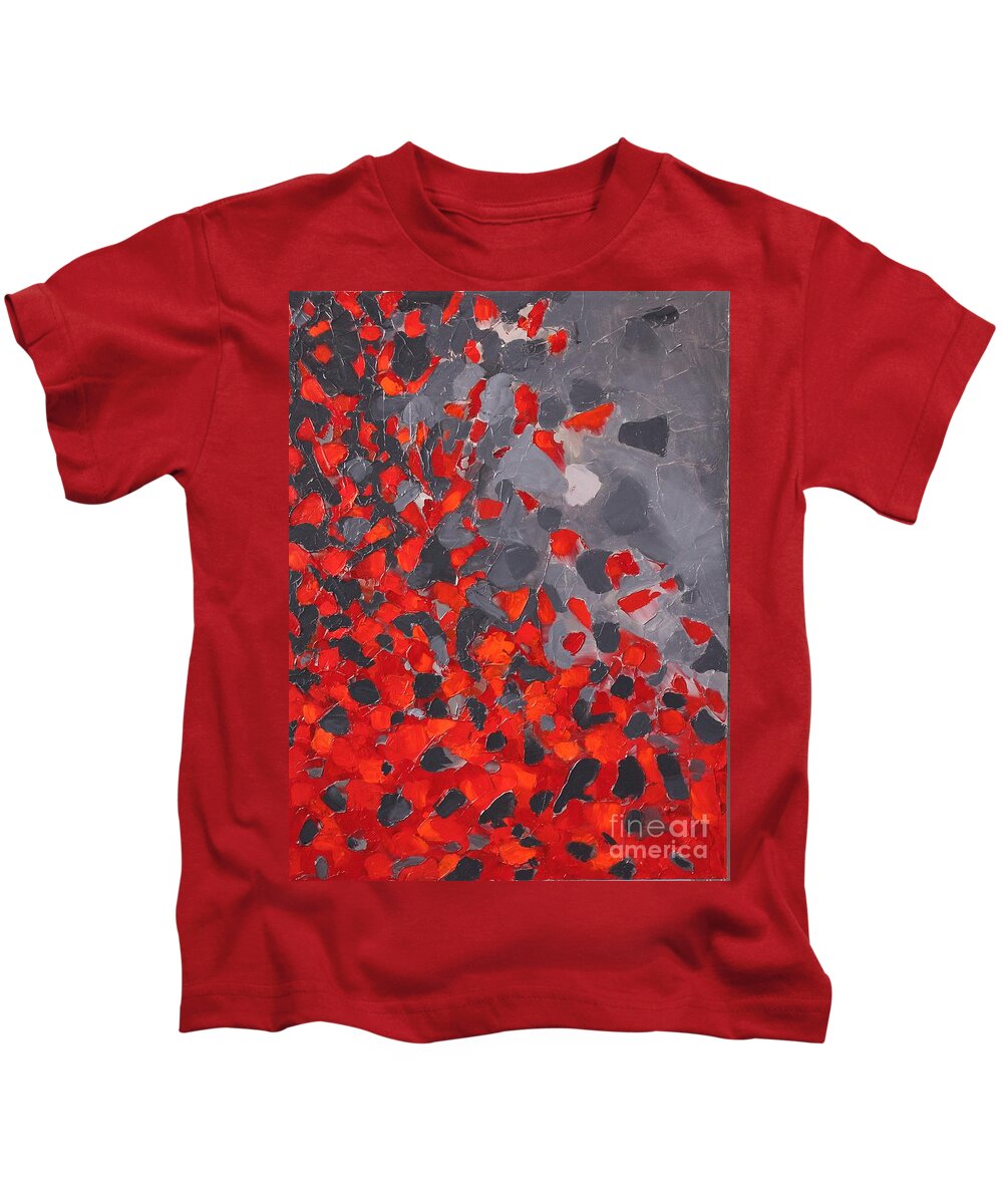 Red Kids T-Shirt featuring the painting Majestic by Preethi Mathialagan