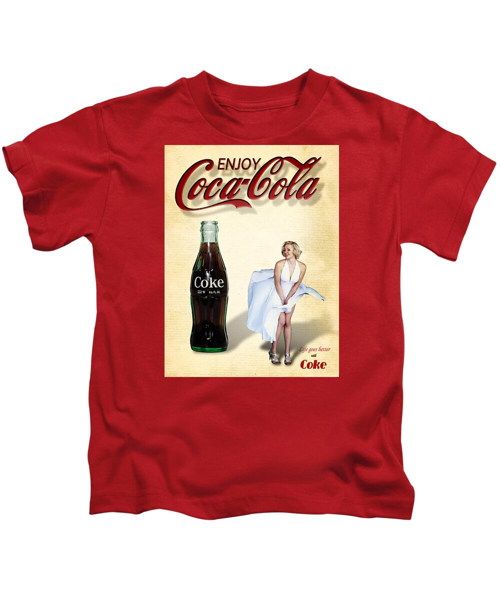 Marilyn Kids T-Shirt featuring the photograph Marilyn Coca Cola Girl 3 by James Sage