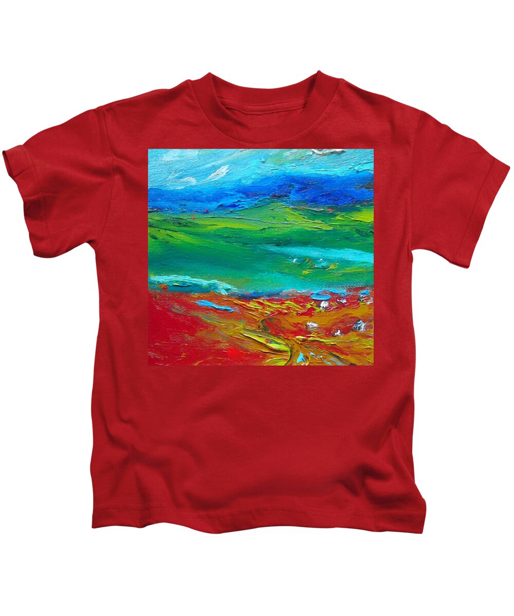 Abstract Kids T-Shirt featuring the painting Mountain View by Susan Esbensen