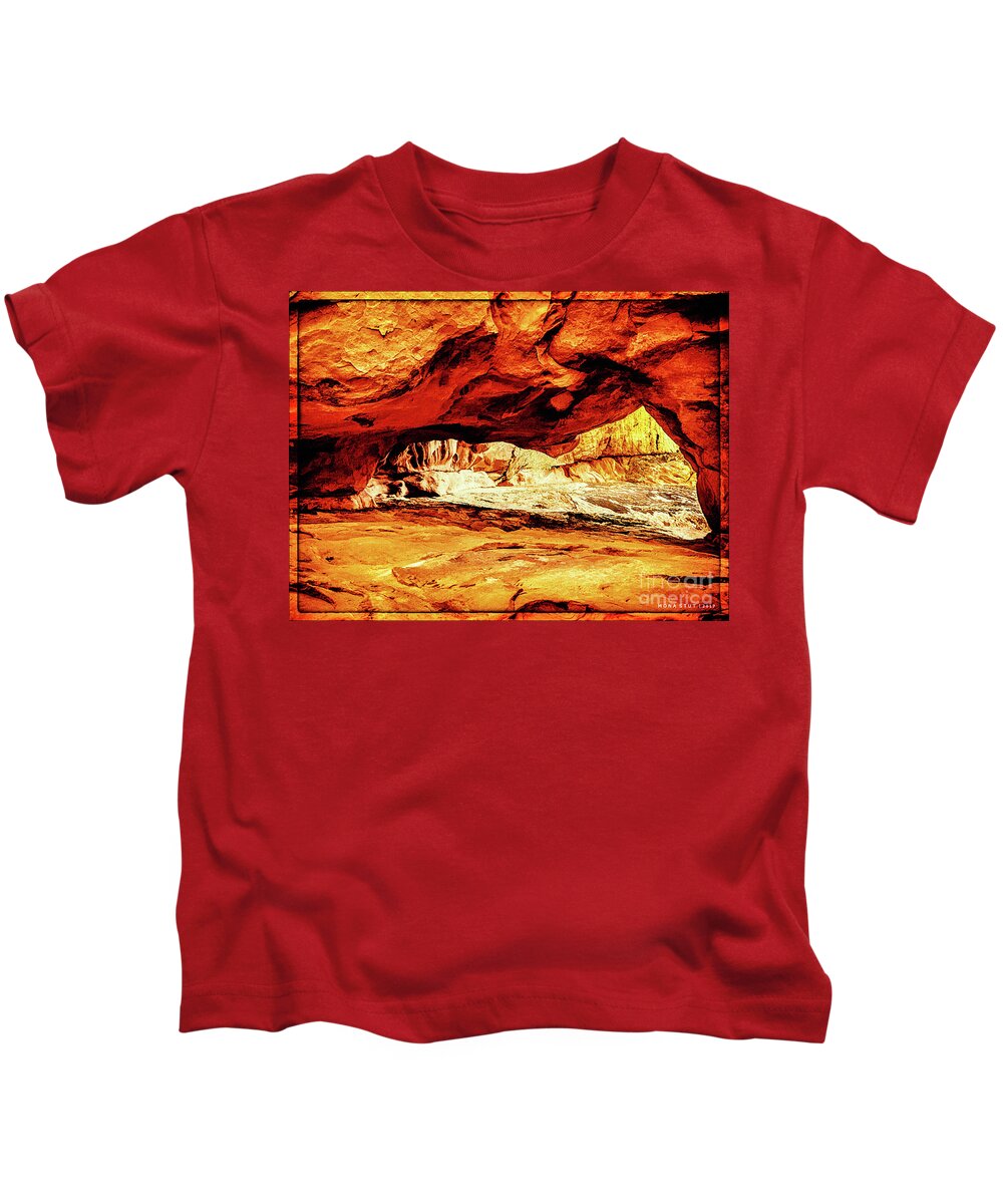 Mona-stut Kids T-Shirt featuring the photograph Natural Bridge Golden Arch by Mona Stut
