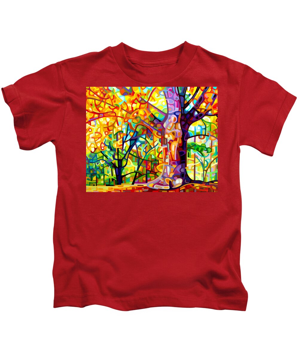 Fine Art Kids T-Shirt featuring the painting One Fine Day by Mandy Budan