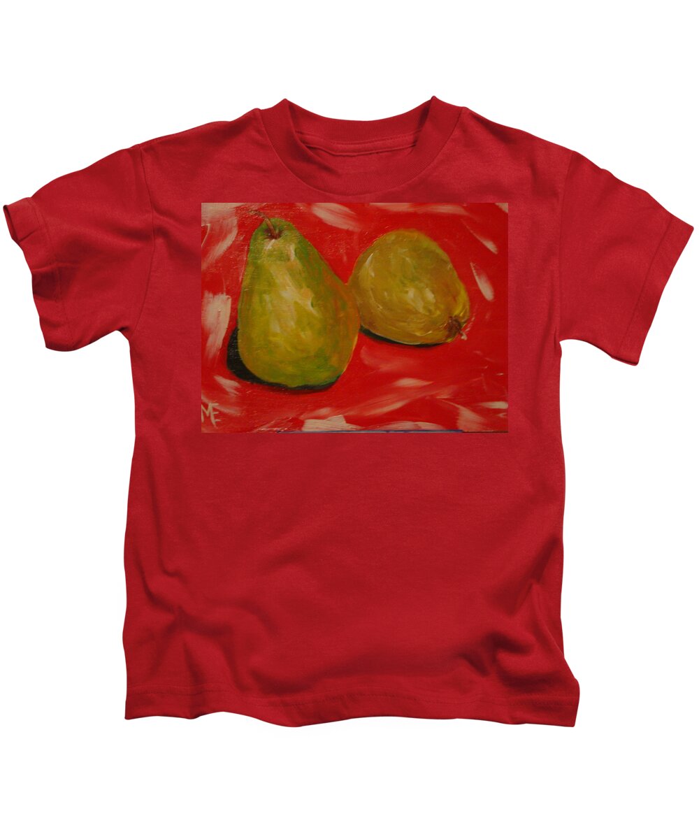 Pears Kids T-Shirt featuring the painting Pair of Pears by Melinda Etzold