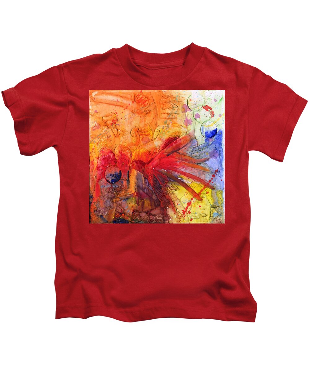 Hummingbird Kids T-Shirt featuring the painting Phoenix Hummingbird by Phil Strang