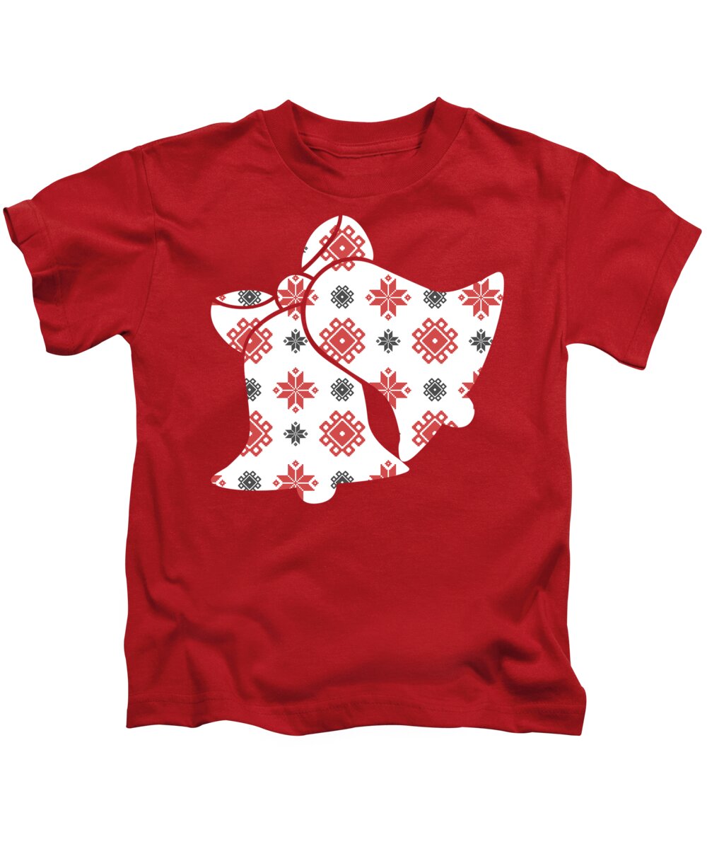 Pixel Art. Pattern Kids T-Shirt featuring the digital art Pixel Christmas Pattern by Becky Herrera