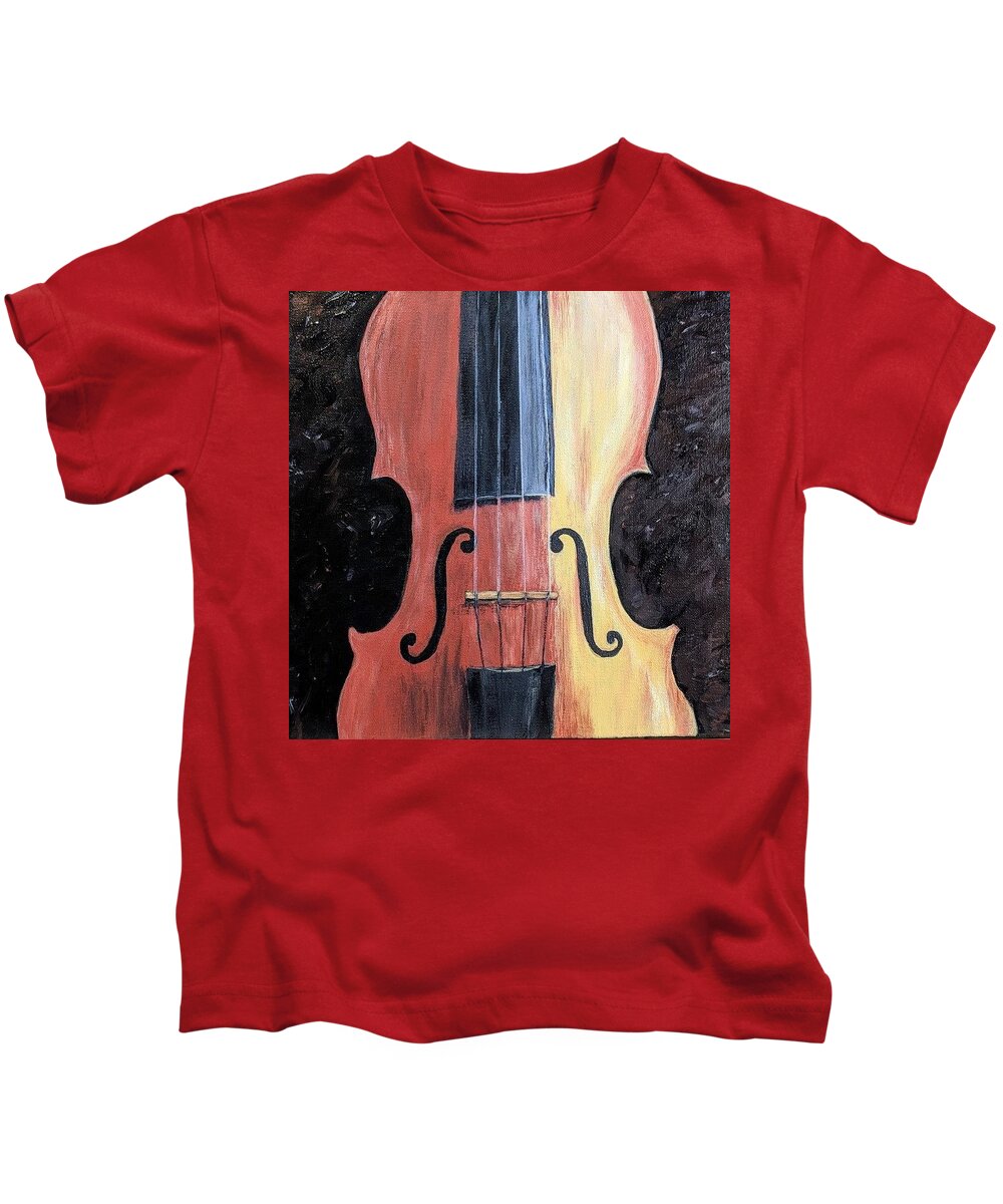 Violin Kids T-Shirt featuring the painting Play Me by Gail Friedman