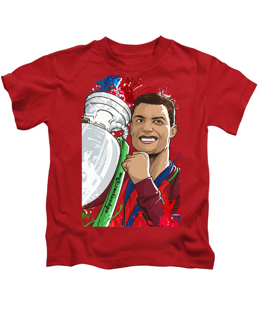 Euro Kids T-Shirt featuring the painting Portugal Campeoes da Europa by Akyanyme