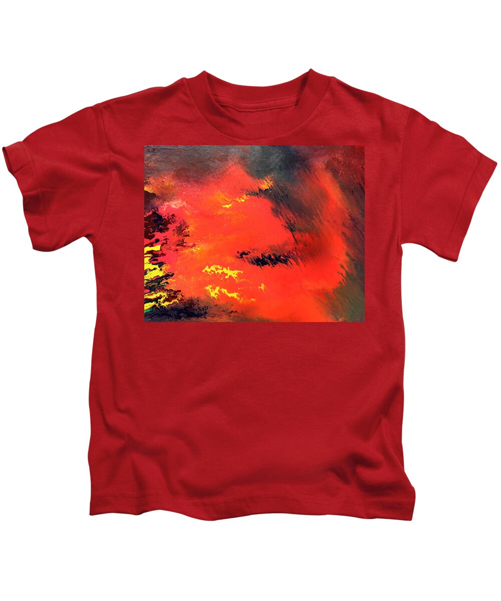Fusionart Kids T-Shirt featuring the painting Raining Fire by Ralph White
