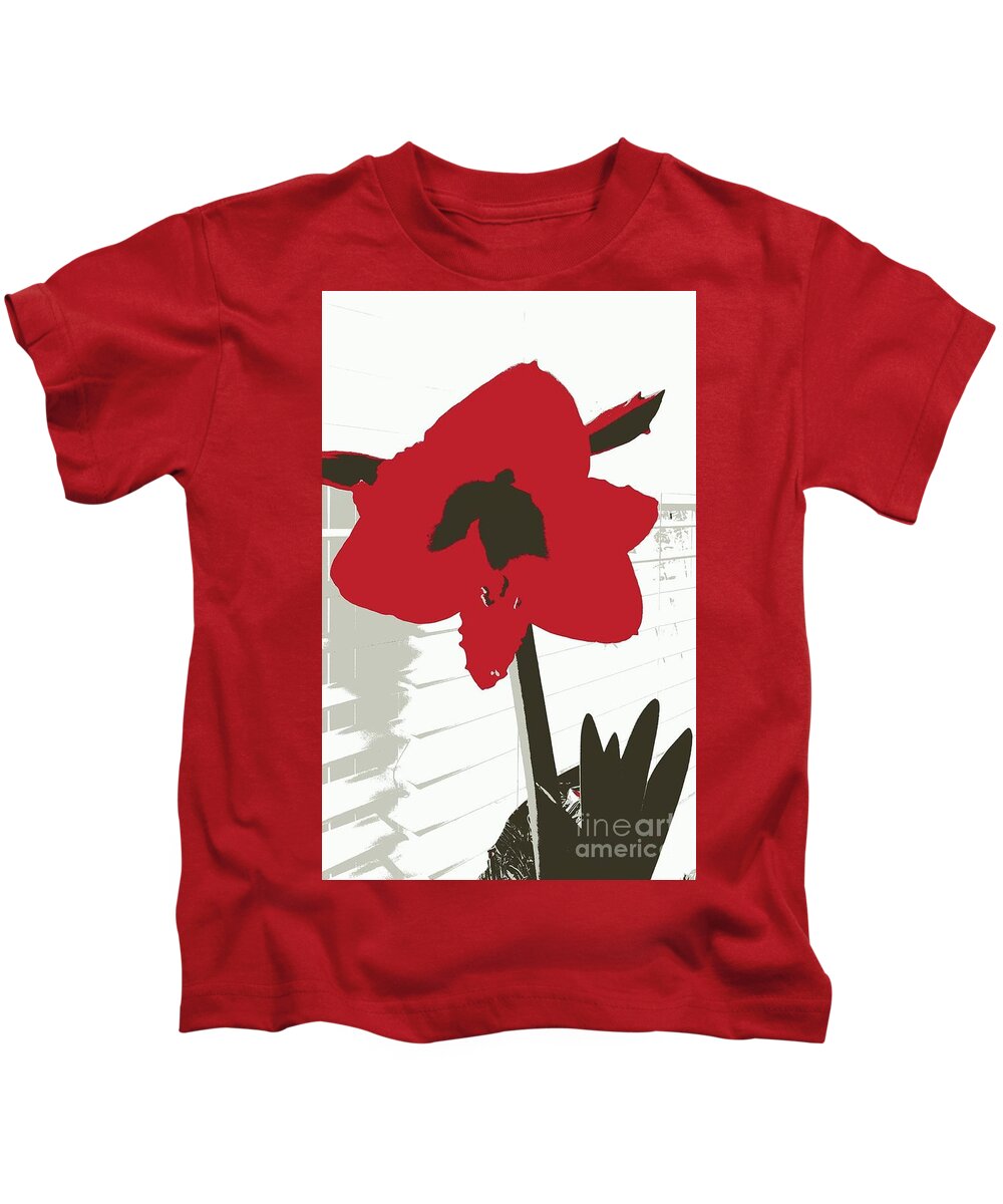 Amaryllis Kids T-Shirt featuring the photograph Red Amaryllis by Anita Adams