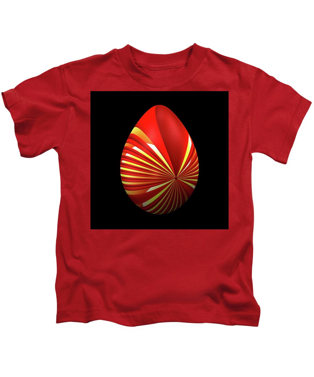 Series Kids T-Shirt featuring the digital art Red Easter Egg by Hakon Soreide