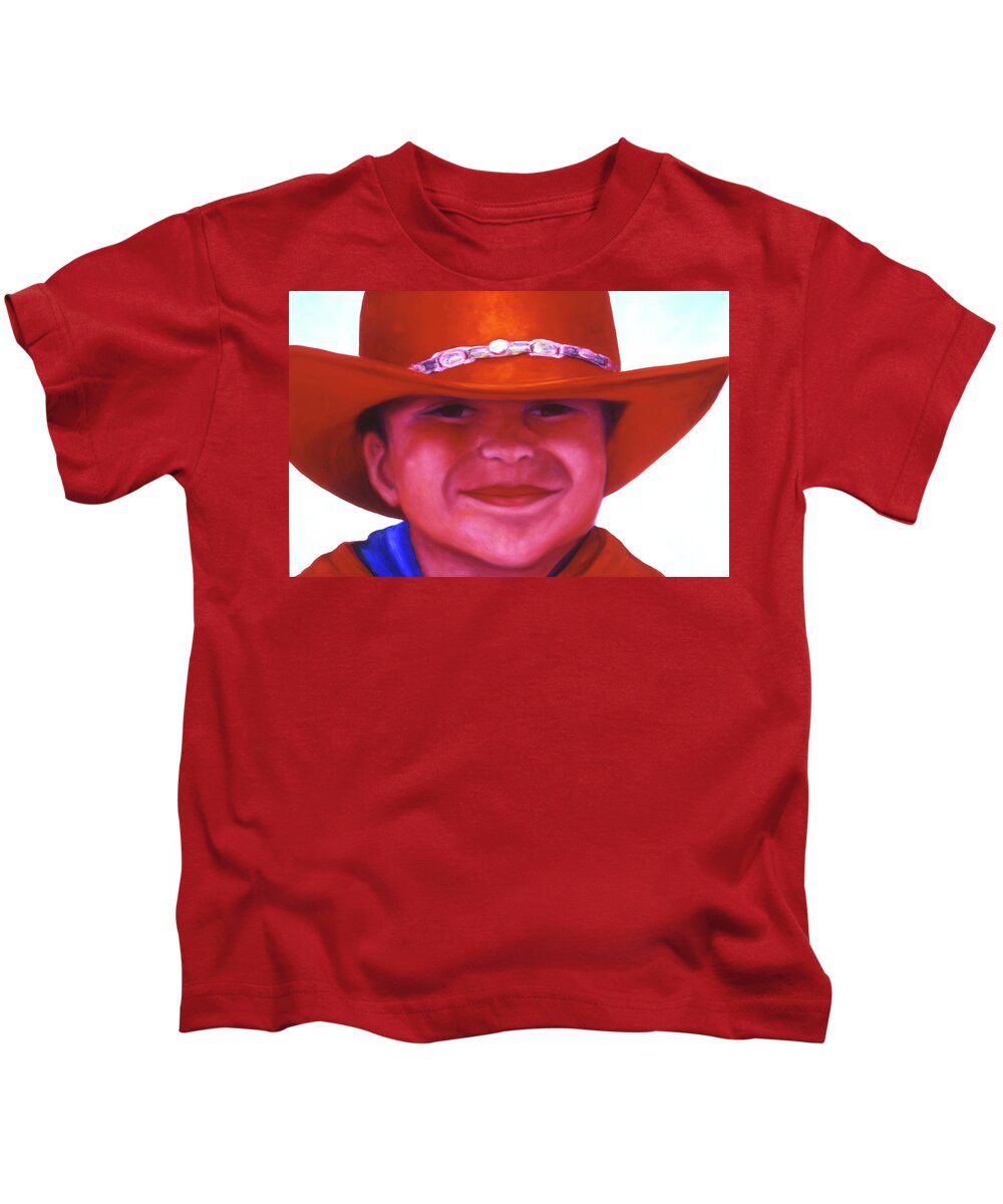 Girl Kids T-Shirt featuring the painting Red Hat Girl by Shannon Grissom