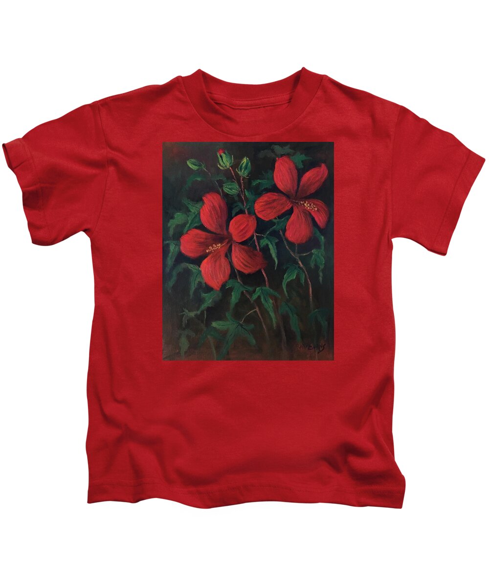 Flower Kids T-Shirt featuring the painting Red Soldiers by Rand Burns