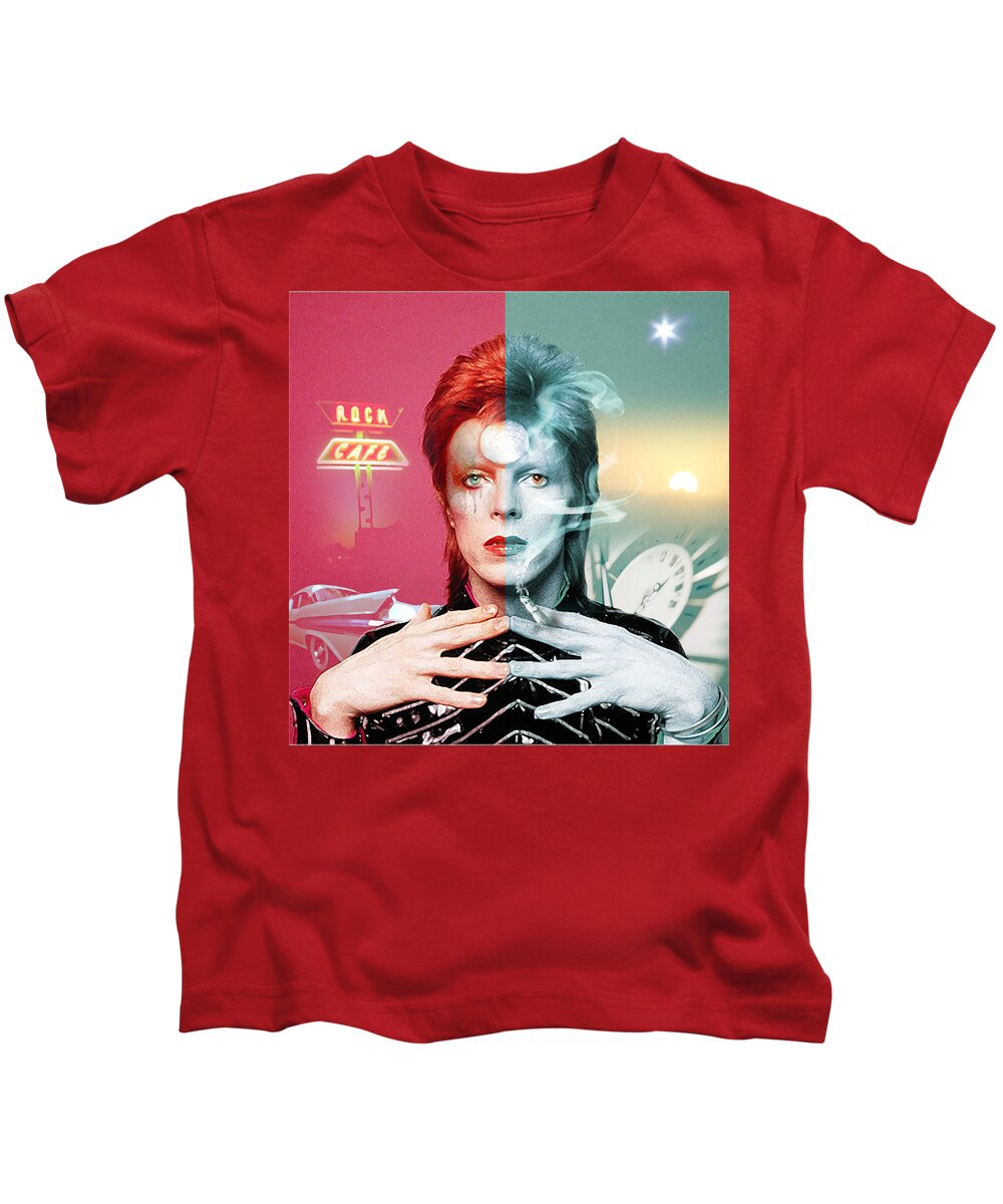 David Bowie Kids T-Shirt featuring the digital art Rock and Roll Suicide by Mal Bray