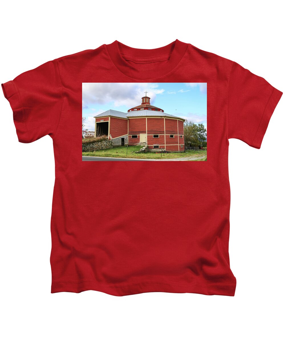 New Hampshire Kids T-Shirt featuring the photograph Round Barn by Kevin Craft