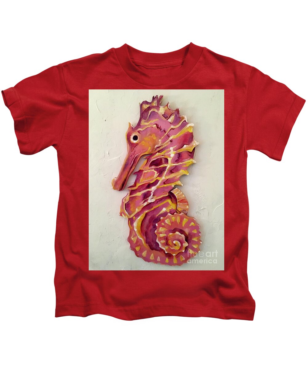 Seahorse Kids T-Shirt featuring the painting Seahorse by Stephanie Broker