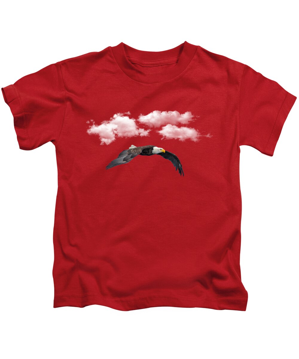 Eagle Kids T-Shirt featuring the photograph Soaring Among the Clouds by David Dehner