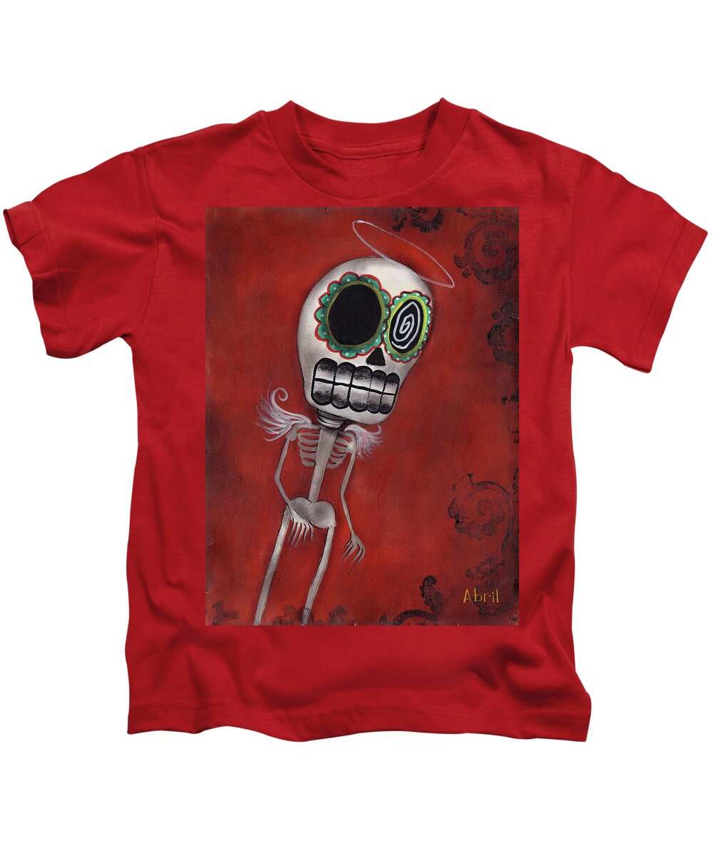 Day Of The Dead Kids T-Shirt featuring the painting Solo Angel by Abril Andrade