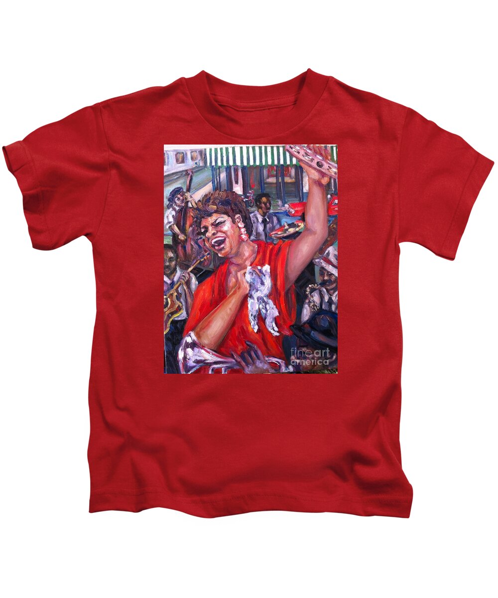 New Orleans Kids T-Shirt featuring the painting Shake That Tambourine by Beverly Boulet