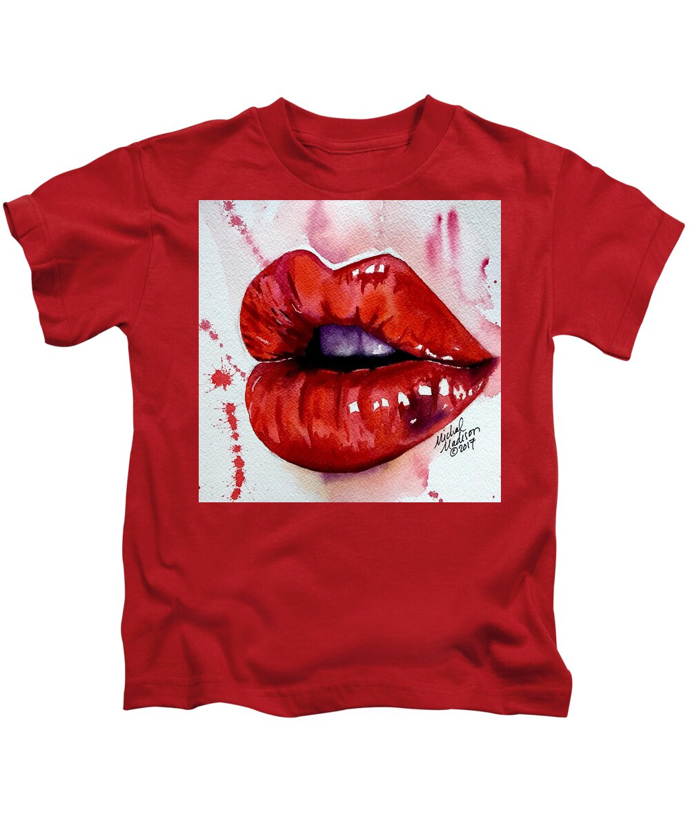 Lips Kids T-Shirt featuring the painting Speak Your Truth by Michal Madison