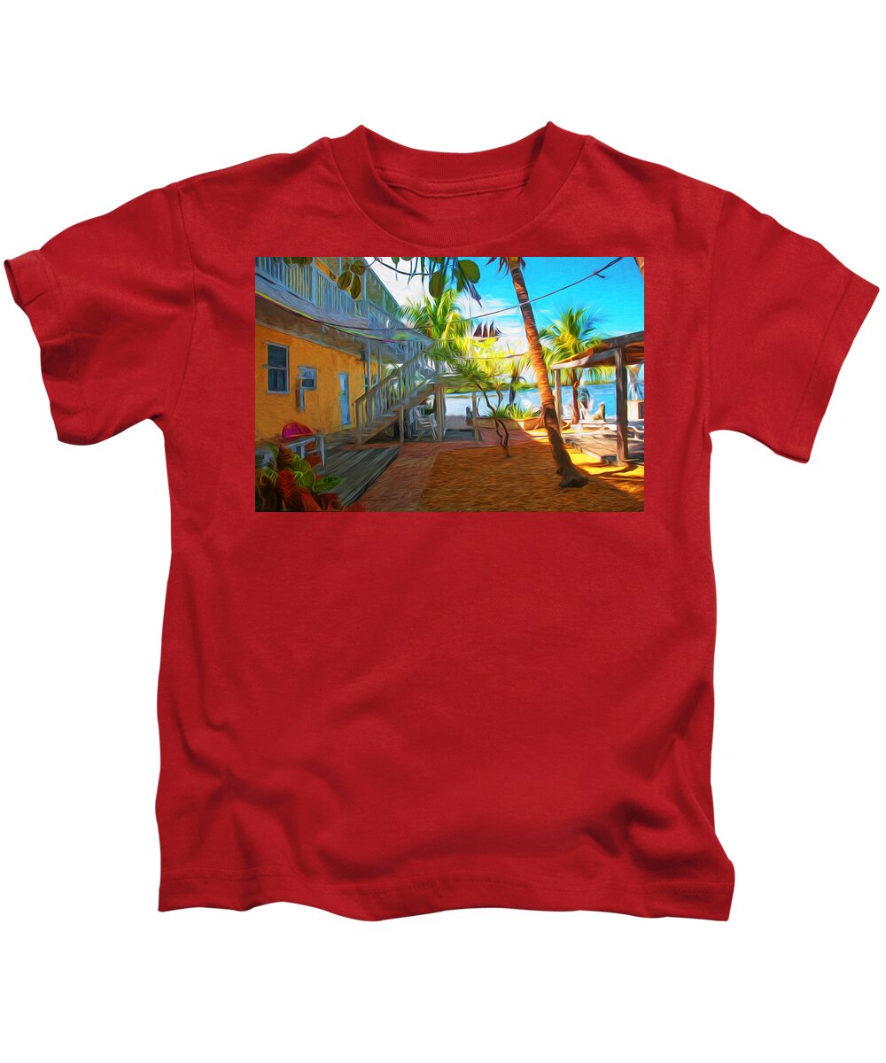 Sunset Villas Kids T-Shirt featuring the photograph Sunset Villas Patio by Ginger Wakem