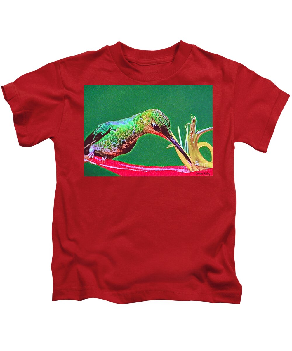 Hummingbird Kids T-Shirt featuring the digital art Sweet Nectar by Denise Railey