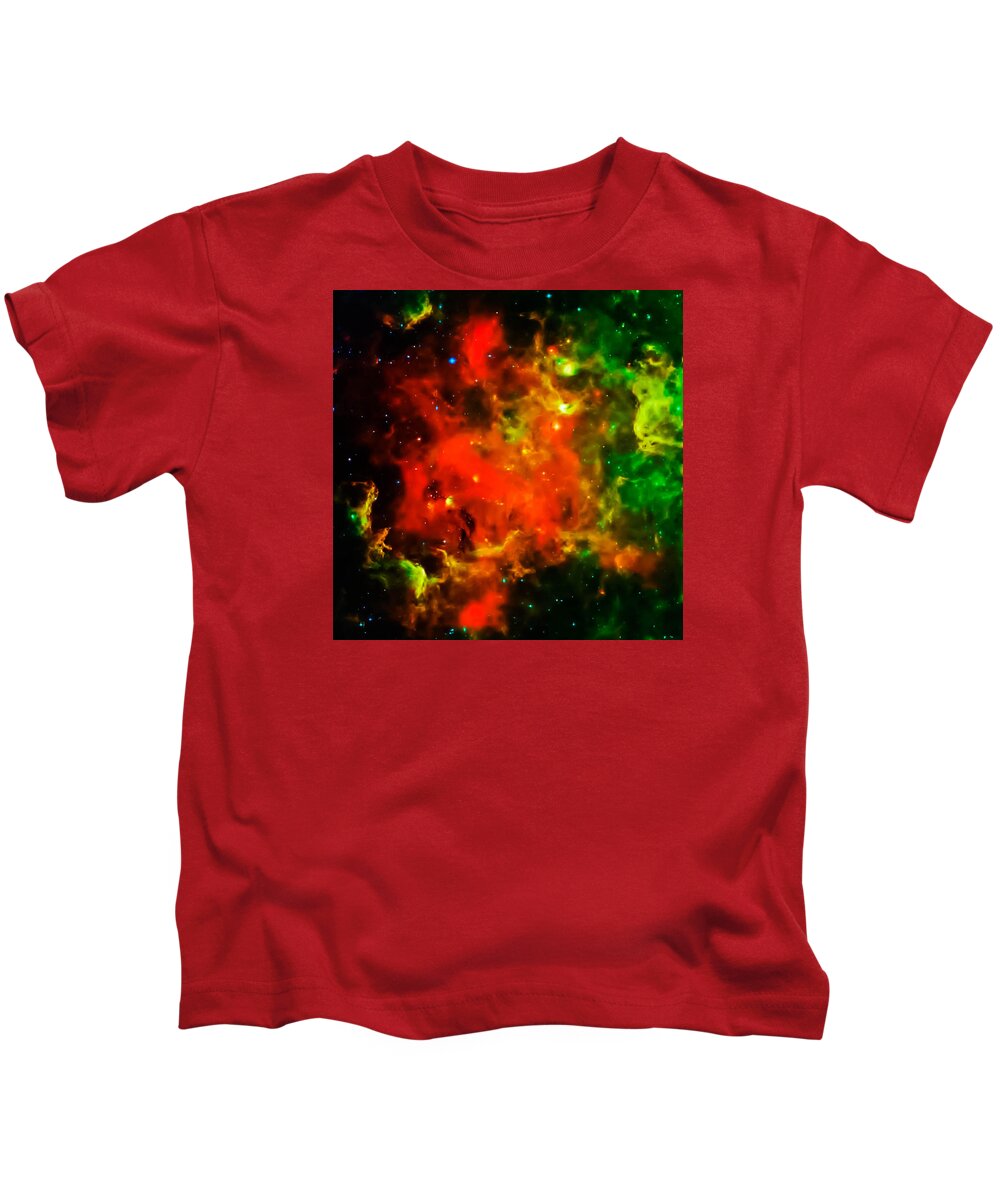  Spitzer Space Telescope Kids T-Shirt featuring the photograph Swirling Landscape of Stars by Britten Adams