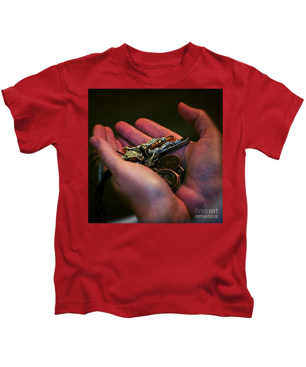Hands Kids T-Shirt featuring the photograph Symbols - Jesus With us by Frank J Casella