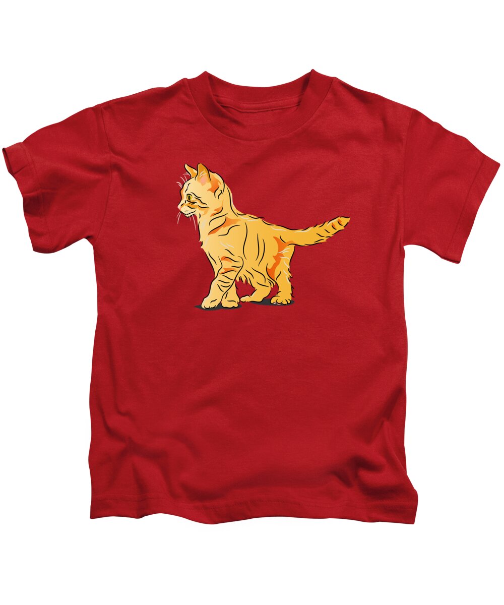 Graphic Cat Kids T-Shirt featuring the digital art Tabby Kitten by MM Anderson