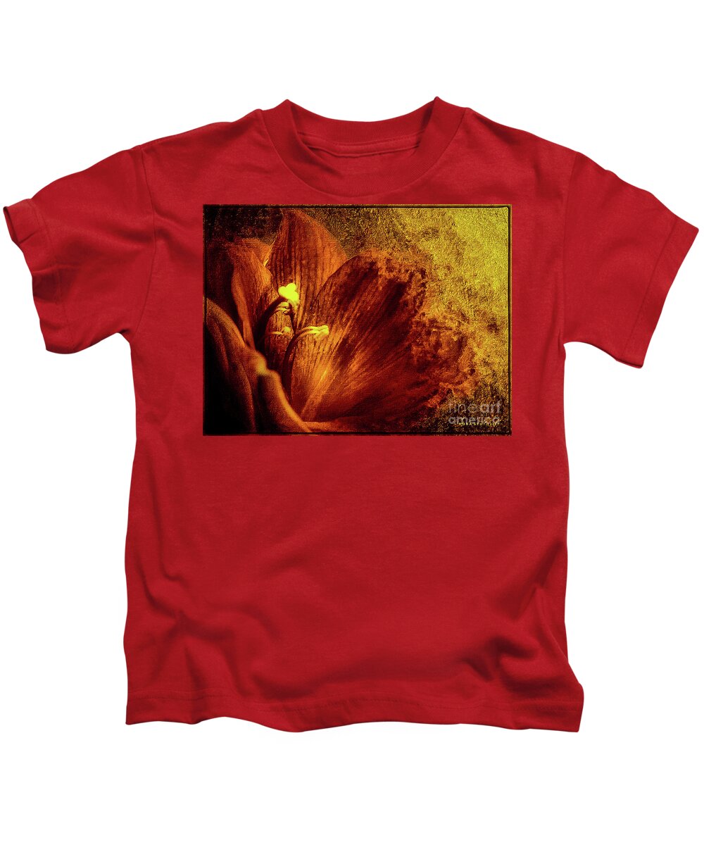 Mona Stut Kids T-Shirt featuring the digital art Terracotta Orange Hyperastrum by Mona Stut