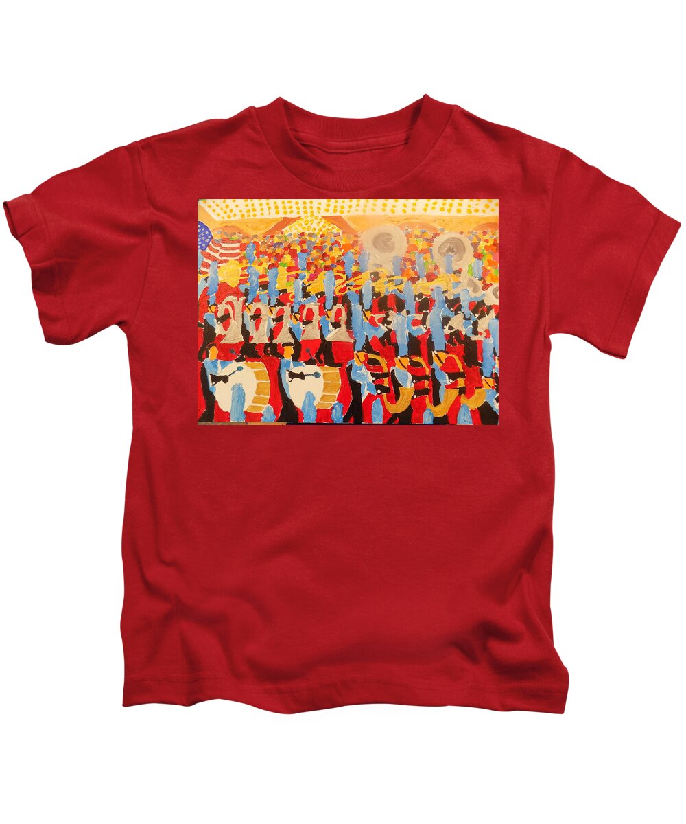 Marching Band Kids T-Shirt featuring the painting The Marching Band by Rodger Ellingson