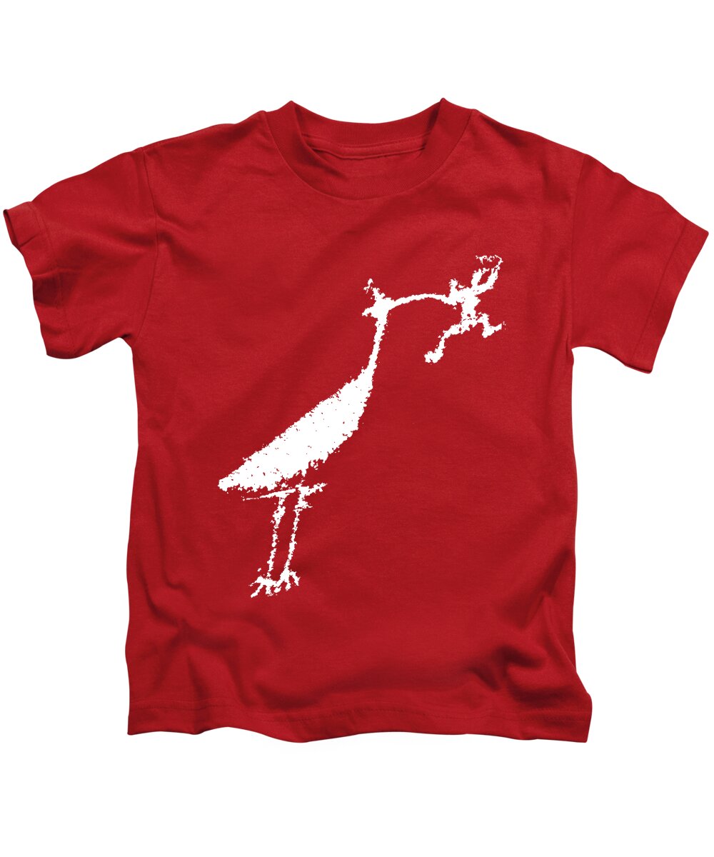 Petroglyph Kids T-Shirt featuring the photograph The Crane by Melany Sarafis