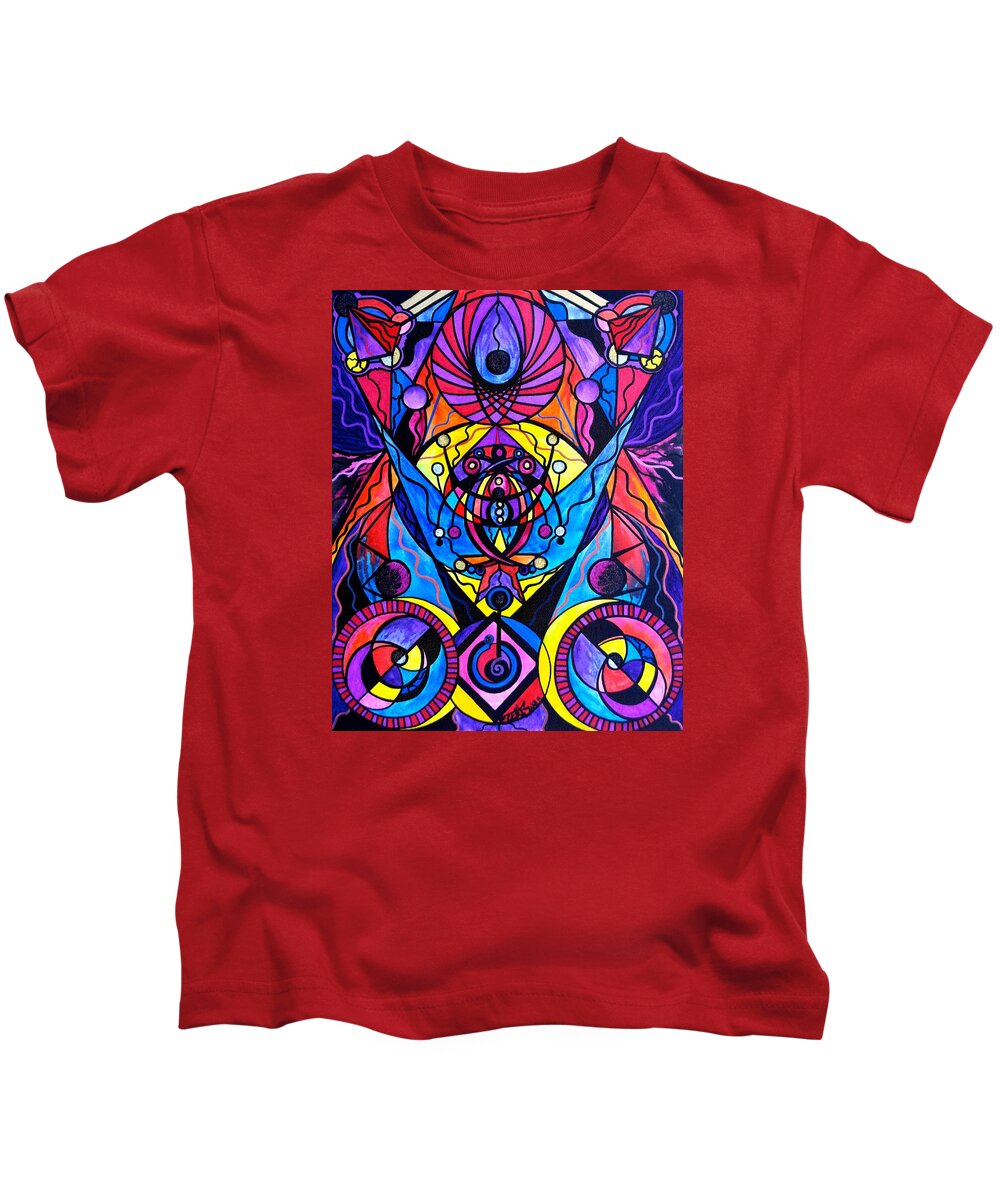 Vibration Kids T-Shirt featuring the painting The Time Wielder by Teal Eye Print Store
