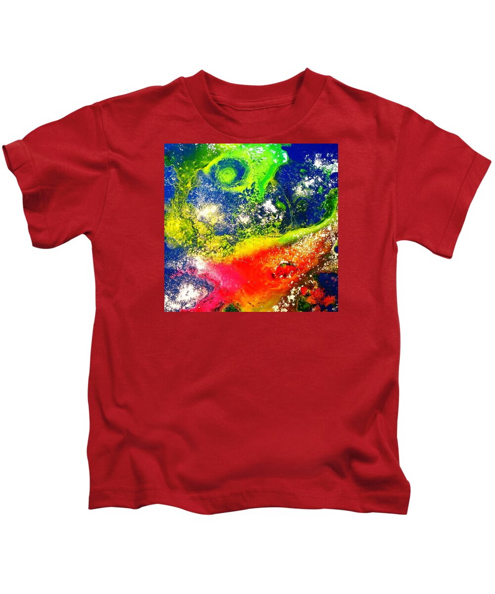 Abstract Kids T-Shirt featuring the painting Through the Haze of Time Three by Louise Adams
